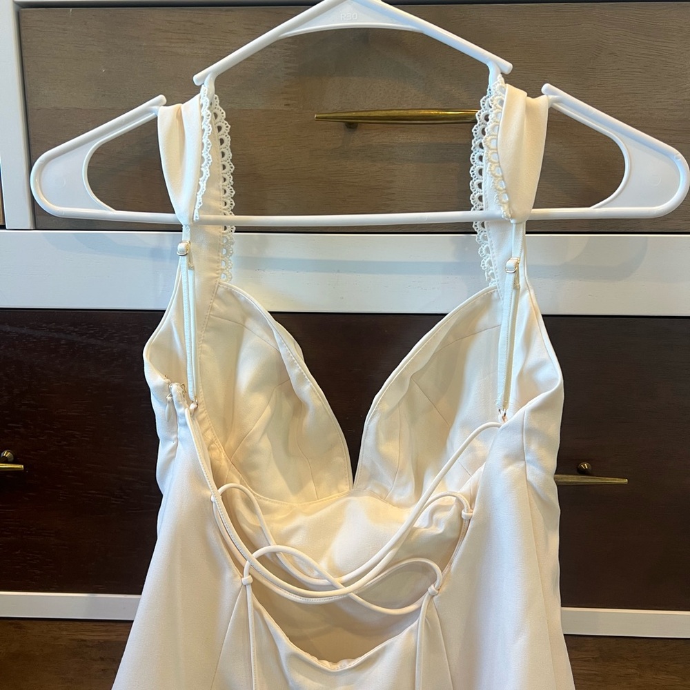 Oh Polly Cassandra Cream Ivory Mini Dress Button-Details - Picture 11 of 11